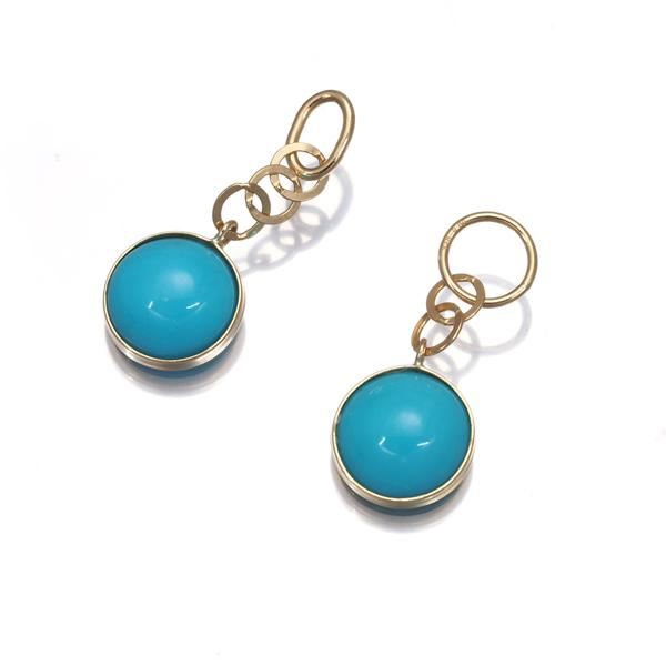 ターコイズ トルコ石 0.80ct/0.80ct アシンメトリー チャーム ピアス