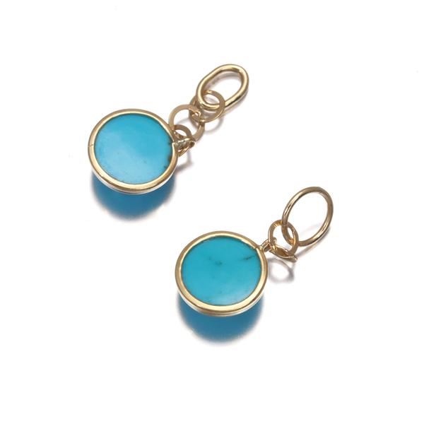 ターコイズ トルコ石 0.80ct/0.80ct アシンメトリー チャーム ピアス