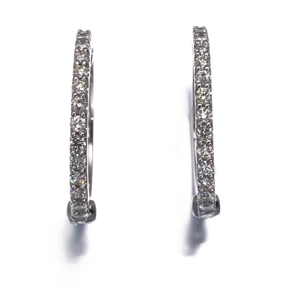 ★美品★GSTVダイヤモンドピアリング GSTV イヤリング ダイヤ ダイヤモンド 0.35ct/0.35ct フープ