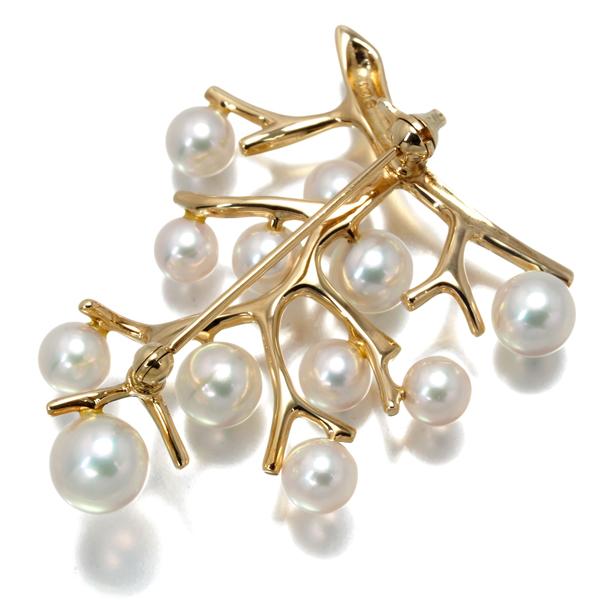 MIKIMOTO（ミキモト） ブローチ 真珠 4.8mm-7.0mm 幸福の木 K14YG BLJ