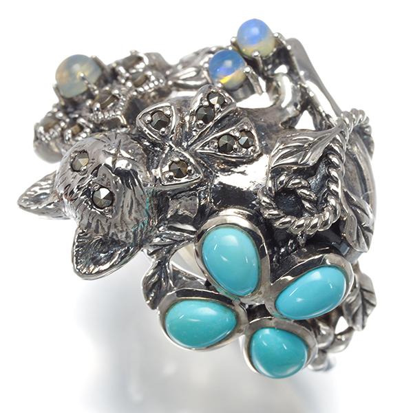 碌山　ロクザン　16号　シルバーリング 碌山 ロクザン リング ターコイズ トルコ石 マーカサイト オパール