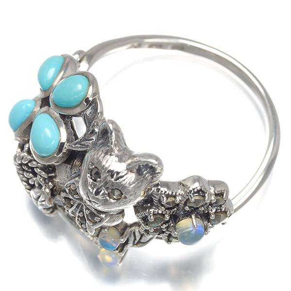 碌山 ロクザン リング ターコイズ トルコ石 マーカサイト オパール