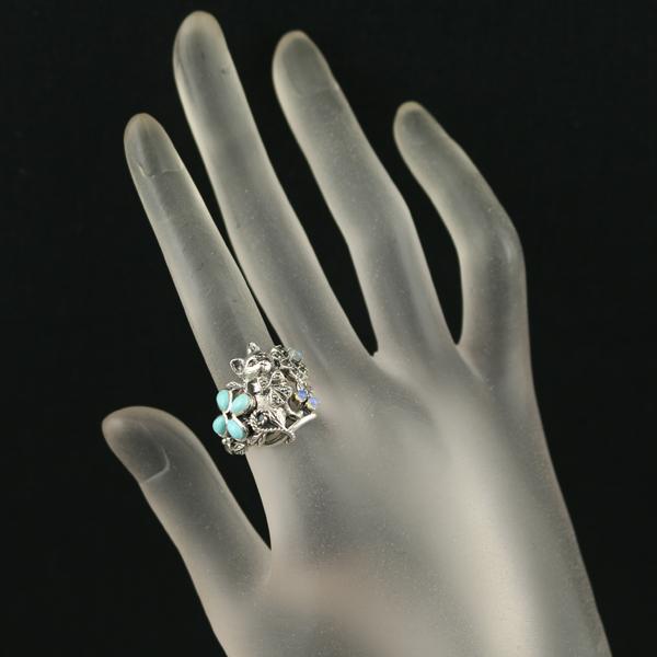 碌山　ロクザン　16号　シルバーリング 碌山 ロクザン リング ターコイズ トルコ石 マーカサイト オパール