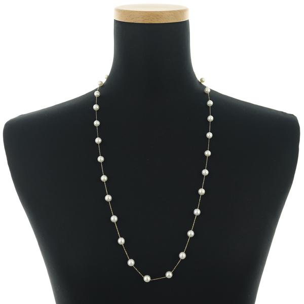 パール 真珠 6.5-8.1mm ラリアット ステーション ロング ネックレス