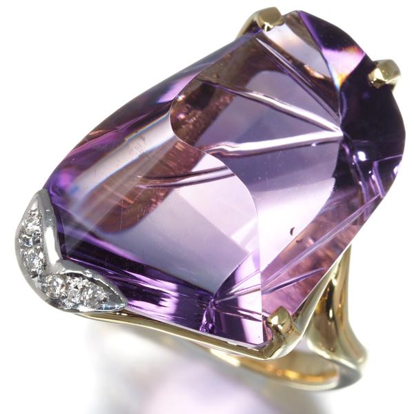 アメジスト 20.24ct ダイヤ ダイヤモンド 0.04ct リング K18YG/Pt900 