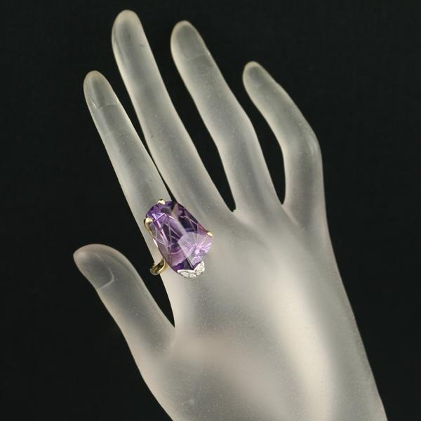 アメジスト 20.24ct ダイヤ ダイヤモンド 0.04ct リング K18YG/Pt900