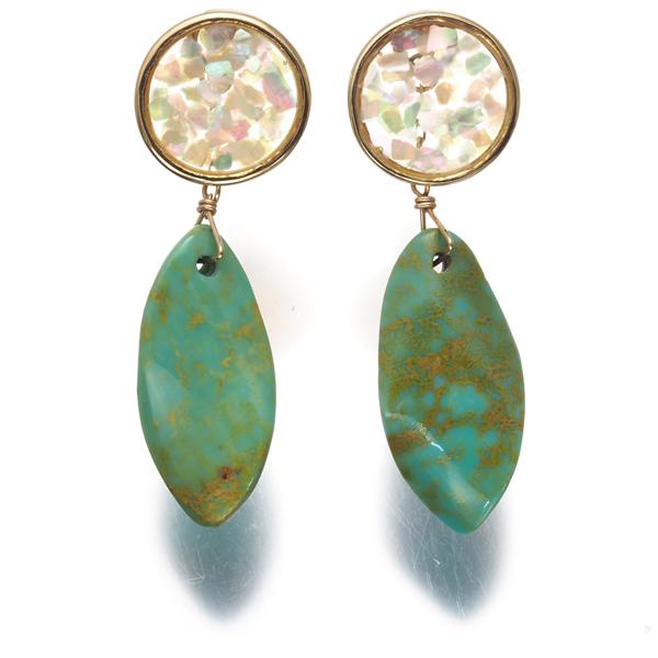 agete（アガット） ピアス ターコイズ トルコ石 シェル チャーム 2WAY