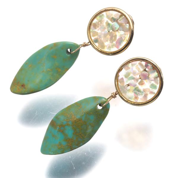 agete（アガット） ピアス ターコイズ トルコ石 シェル チャーム 2WAY