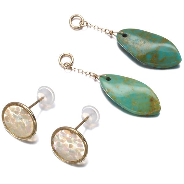 agete（アガット） ピアス ターコイズ トルコ石 シェル チャーム 2WAY