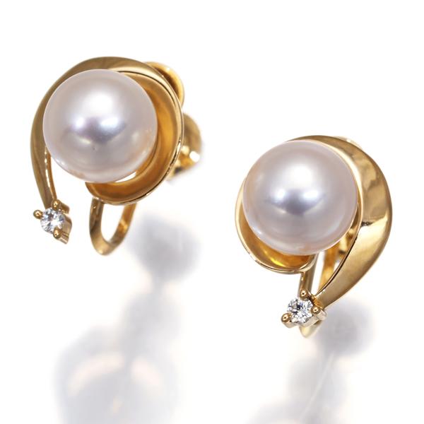 TASAKI タサキ イヤリング パール 真珠 7.1mm ダイヤ ダイヤモンド 0.01ct/0.01ct K18YG BLJ 大幅値下げ品_1
