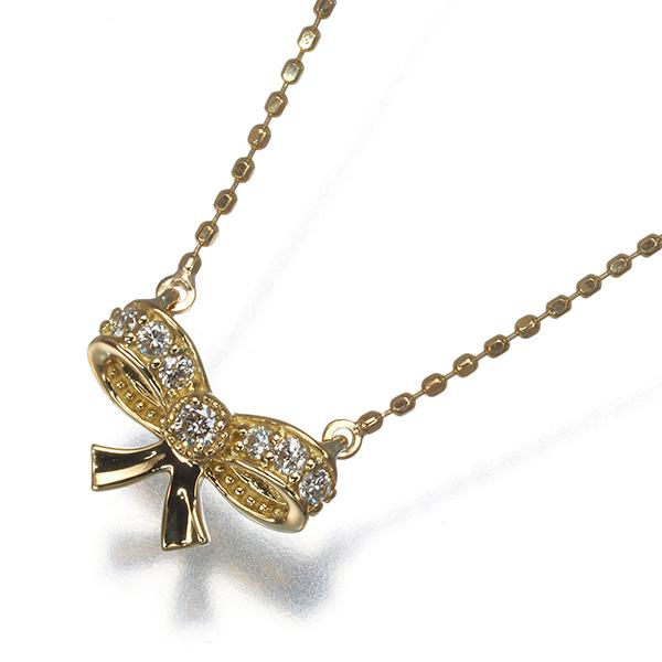 agete（アガット） ネックレス ダイヤ ダイヤモンド 0.08ct リボン