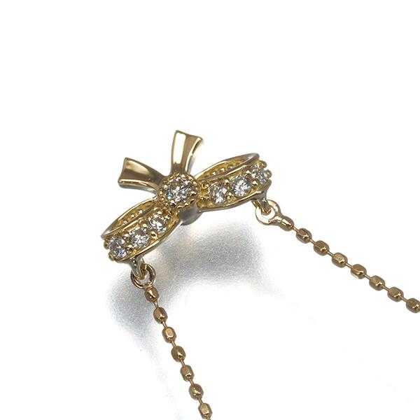 agete（アガット） ネックレス ダイヤ ダイヤモンド 0.08ct リボン