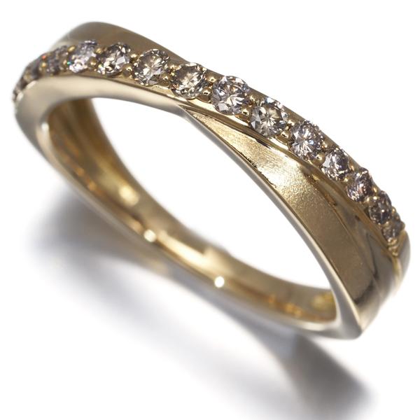 GSTV リング ブラウンダイヤ ダイヤモンド 0.32ct 艶消し クロスライン