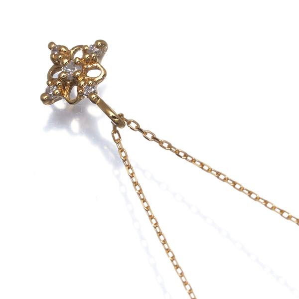 EAU DOUCE4℃ オデュース4℃ ネックレス ダイヤ クロス K18YG BLJ/GENJ