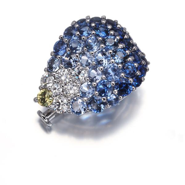 サファイア 2.51ct ダイヤ ダイヤモンド 0.34ct パヴェ タイピン