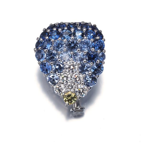 サファイア 2.51ct ダイヤ ダイヤモンド 0.34ct パヴェ タイピン