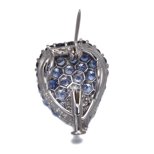 サファイア 2.51ct ダイヤ ダイヤモンド 0.34ct パヴェ タイピン