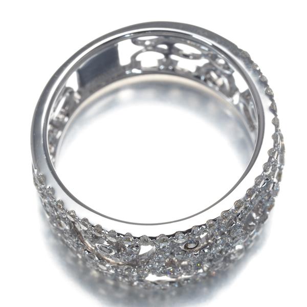 ダイヤ ダイヤモンド フラワー 透かし リング K18WG ソーティング 指輪