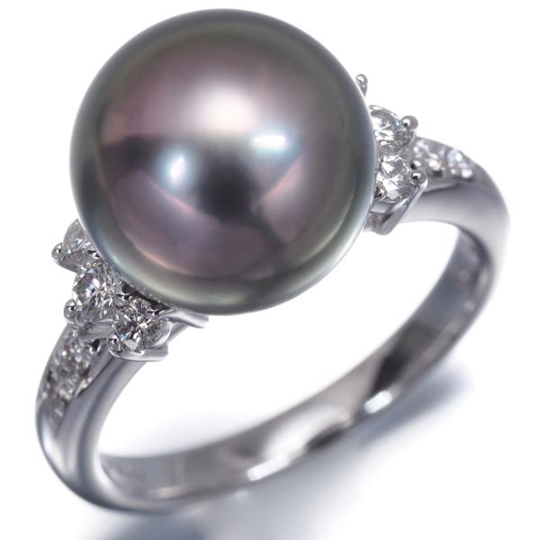 TASAKI（タサキ） リング ブラックパール 真珠 11.1mm ダイヤ