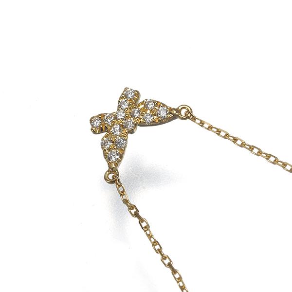 AHKAH（アーカー） ネックレス ダイヤ 0.06ct バタフライ パヴェ K18YG