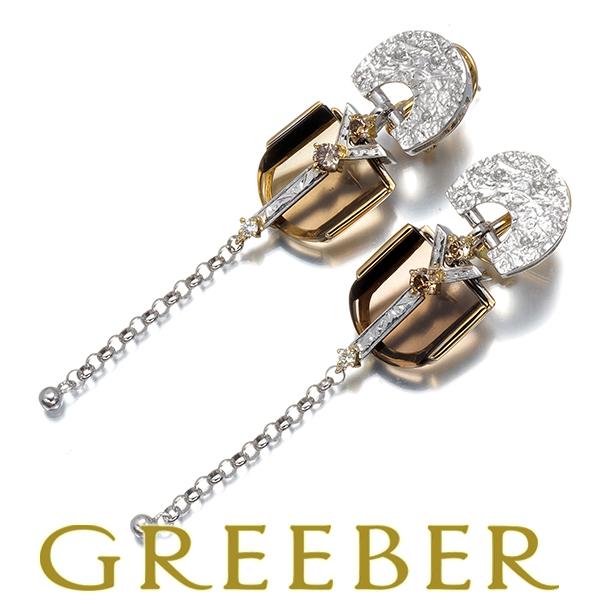 福原佐智 ピアス スモーキークォーツ 9.59ct ブラウン＆クリア ダイヤ ダイヤモンド 0.38ct K18WG/YG BLJ 大幅値下げ品 | 