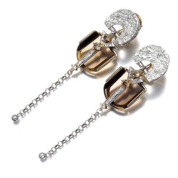 福原佐智 ピアス スモーキークォーツ 9.59ct ブラウン＆クリア ダイヤ ダイヤモンド 0.38ct K18WG/YG BLJ 大幅値下げ品 |  | 05