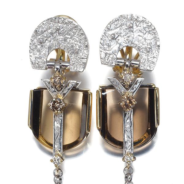 福原佐智 ピアス スモーキークォーツ 9.59ct ブラウン＆クリア ダイヤ ダイヤモンド 0.38ct K18WG/YG BLJ 大幅値下げ品 |  | 01