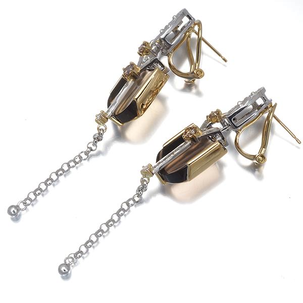 福原佐智 ピアス スモーキークォーツ 9.59ct ブラウン＆クリア ダイヤ ダイヤモンド 0.38ct K18WG/YG BLJ 大幅値下げ品 |  | 02