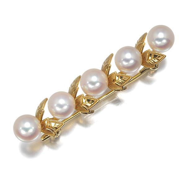 MIKIMOTO（ミキモト） ブローチ パール 真珠 7.0mm リーフ K18YG BLJ