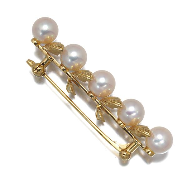 MIKIMOTO（ミキモト） ブローチ パール 真珠 7.0mm リーフ K18YG BLJ