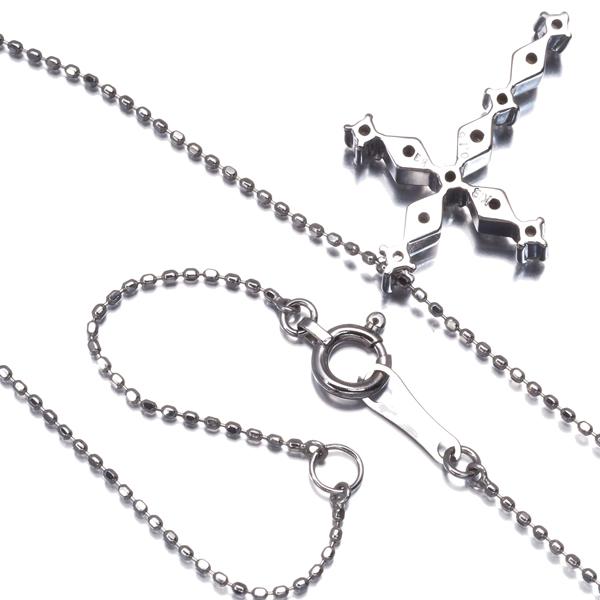 ダイヤ ダイヤモンド 0.16ct クロス ネックレス K18WG GENJ クロス