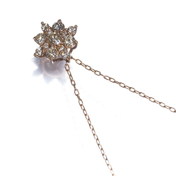 ダイヤ ダイヤモンド 0.32ct フラワー ネックレス K18PG GENJ