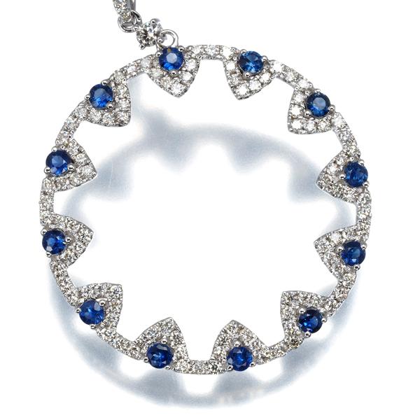 サファイア 0.618ct ダイヤ ダイヤモンド 0.803ct サークル ペンダント