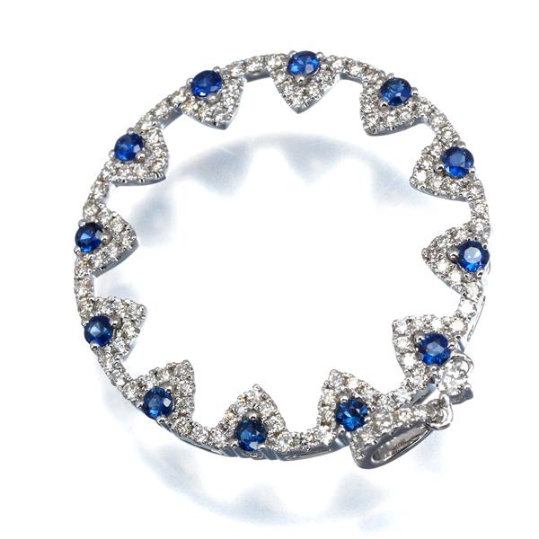 サファイア 0.618ct ダイヤ ダイヤモンド 0.803ct サークル ペンダント