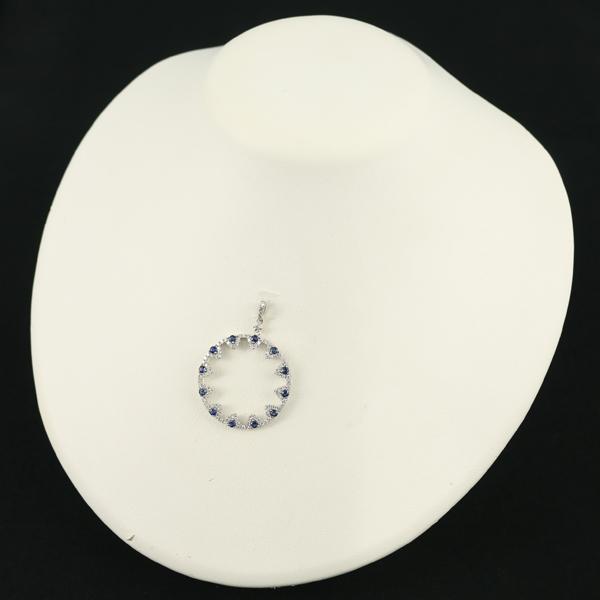 r*様 18金約7g サファイア0.55カラット サファイア 0.618ct ダイヤ ダイヤモンド 0.803ct サークル ペンダント
