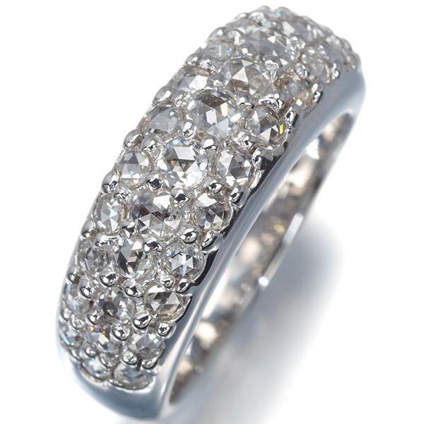 ローズカットダイヤ ダイヤモンド 1.00ct パヴェ リング K18WG 指輪 