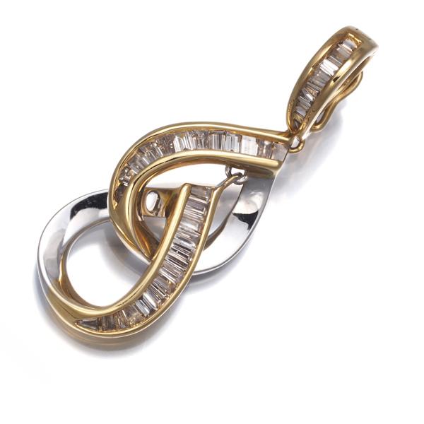 ダイヤ ダイヤモンド 0.30ct テーパーカット ペンダントトップ K18YG