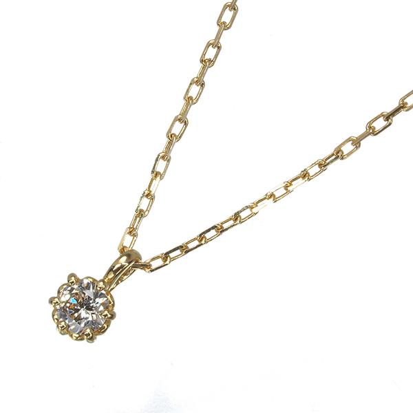 agete（アガット） ネックレス ダイヤ ダイヤモンド 0.05ct 一粒 K18YG
