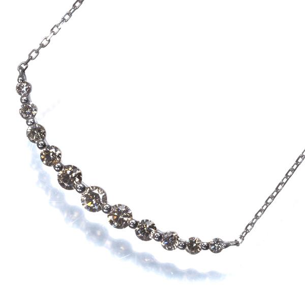 ブラウンダイヤ ダイヤモンド 0.50ct 11P ネックレス Pt900/Pt850 GENJ
