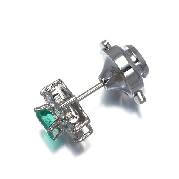 エメラルド 0.40ct ダイヤ ダイヤモンド 0.50ct クラシック フラワー ブローチ Pt900 GENJ