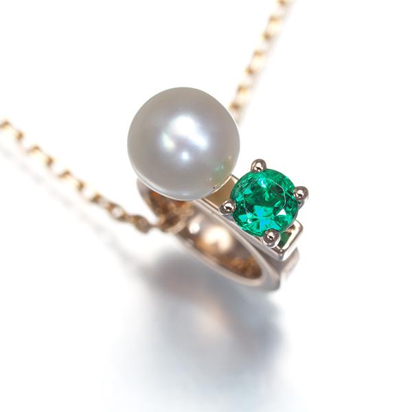 TASAKI（タサキ） ネックレス パール 真珠 4.0mm エメラルド プチ