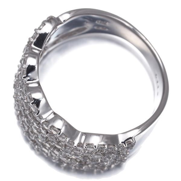 ダイヤ ダイヤモンド 1.12ct ウェーブ 透かし リング K18WG ソーティング 指輪 GENJ_3