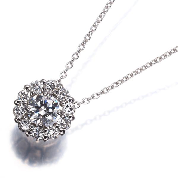 ダイヤ ダイヤモンド 0.22ct/0.21ct サークル ネックレス K18WG GENJ 