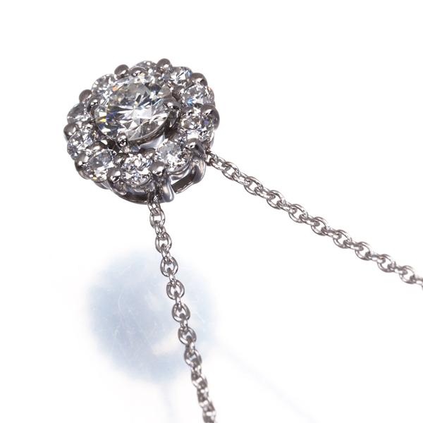 ダイヤ ダイヤモンド 0.22ct/0.21ct サークル ネックレス K18WG GENJ 