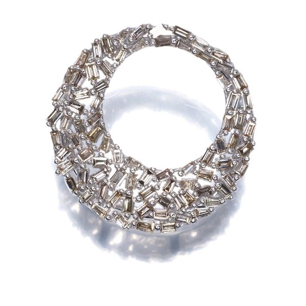 ダイヤ ダイヤモンド 0.55ct テーパーカット サークル ペンダント 
