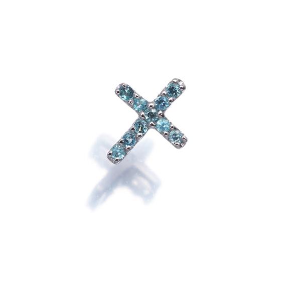 パライバトルマリン 0.08ct クロス ペンダントトップ K18WG GENJ 