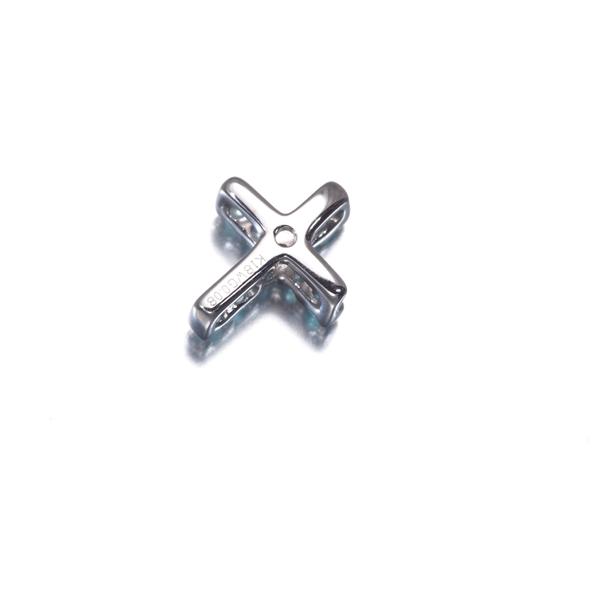 パライバトルマリン 0.08ct クロス ペンダントトップ K18WG GENJ 