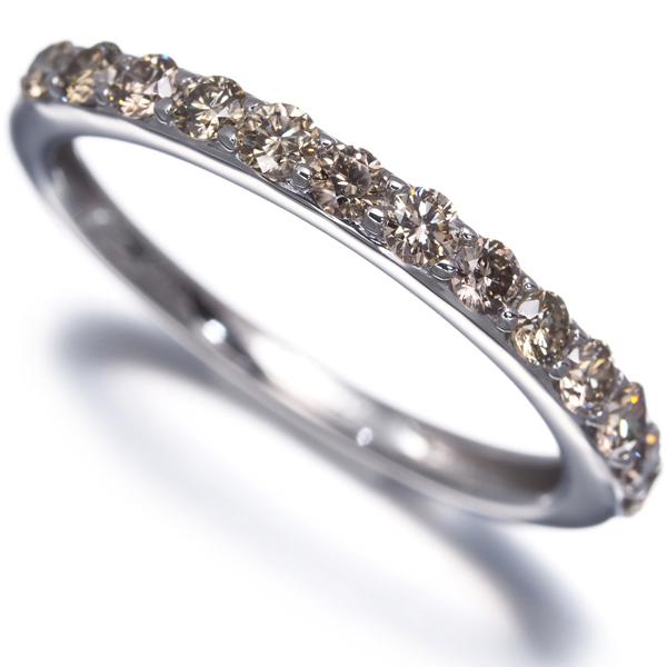 ブラウンダイヤ ダイヤモンド 0.45ct ハーフエタニティ リング K18WG