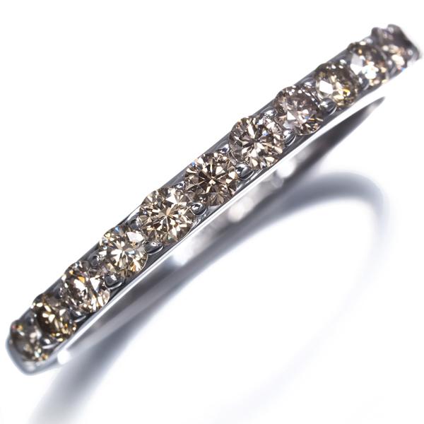 ブラウンダイヤ ダイヤモンド 0.45ct ハーフエタニティ リング K18WG