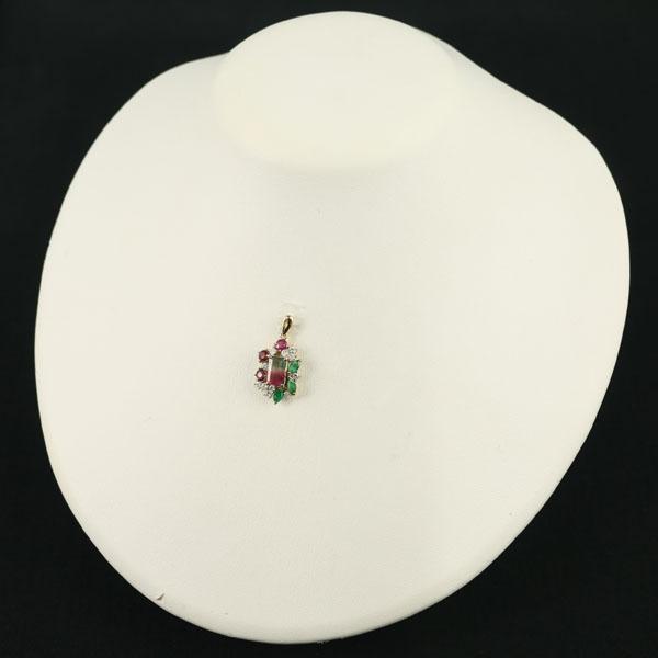 バイカラートルマリン 1.36ct エメラルド ルビー 0.55ct ダイヤ ダイヤモンド ペンダントトップ K18 ソGENJ |  | 04